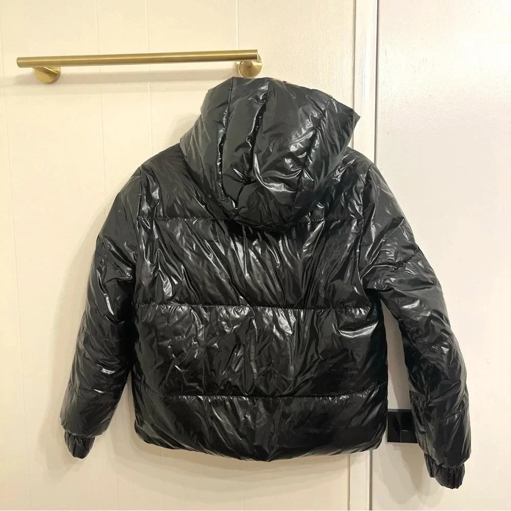 Alice + Olivia Durham black leopard print reversible puffer jacket size small - Picture 10 of 14